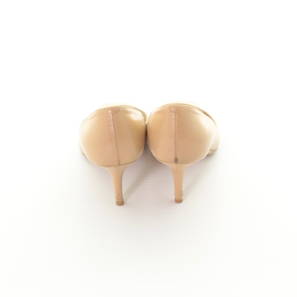 Jimmy Choo Isabel Nude Smooth Leather Peep Toe Low Kitten Heels Shoes 7.5M Italy - Picture 6 of 8